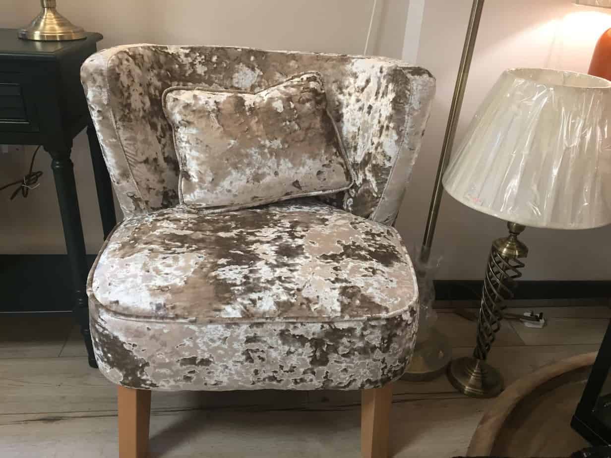 Gold Crushed Velvet Occasional Chair Thompsons Lighting Interiors